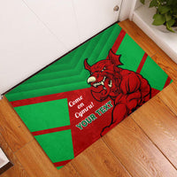 Custom Wales Rugby Rubber Doormat 2024 Six Nations Come On Cymru Mascot Sporty - Wonder Print Shop