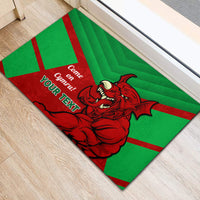 Custom Wales Rugby Rubber Doormat 2024 Six Nations Come On Cymru Mascot Sporty - Wonder Print Shop