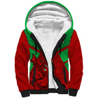 Custom Wales Rugby Sherpa Hoodie 2024 Six Nations Come On Cymru Mascot Sporty - Wonder Print Shop
