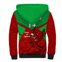 Custom Wales Rugby Sherpa Hoodie 2024 Six Nations Come On Cymru Mascot Sporty - Wonder Print Shop