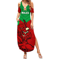 Custom Wales Rugby Summer Maxi Dress 2024 Six Nations Come On Cymru Mascot Sporty - Wonder Print Shop