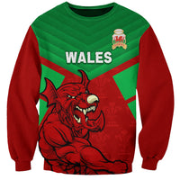 Custom Wales Rugby Sweatshirt 2024 Six Nations Come On Cymru Mascot Sporty - Wonder Print Shop