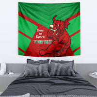 Custom Wales Rugby Tapestry 2024 Six Nations Come On Cymru Mascot Sporty - Wonder Print Shop