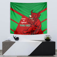 Custom Wales Rugby Tapestry 2024 Six Nations Come On Cymru Mascot Sporty - Wonder Print Shop