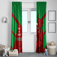 Custom Wales Rugby Window Curtain 2024 Six Nations Come On Cymru Mascot Sporty - Wonder Print Shop