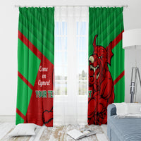 Custom Wales Rugby Window Curtain 2024 Six Nations Come On Cymru Mascot Sporty - Wonder Print Shop