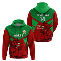 Custom Wales Rugby Zip Hoodie 2024 Six Nations Come On Cymru Mascot Sporty - Wonder Print Shop