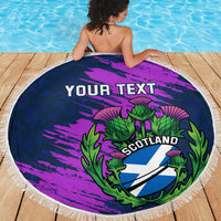 Custom Scotland Rugby Beach Blanket 2024 Six Nations Go Scottish Thistle - Wonder Print Shop