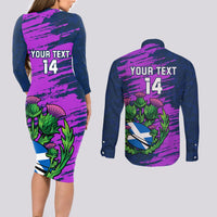 Custom Scotland Rugby Couples Matching Long Sleeve Bodycon Dress and Long Sleeve Button Shirt 2024 Six Nations Go Scottish Thistle - Wonder Print Shop