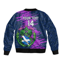 Custom Scotland Rugby Sleeve Zip Bomber Jacket 2024 Six Nations Go Scottish Thistle - Wonder Print Shop