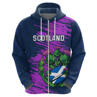 Custom Scotland Rugby Zip Hoodie 2024 Six Nations Go Scottish Thistle - Wonder Print Shop