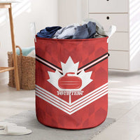 Personalized Canada Curling Laundry Basket Maple Leaf Red Version - Wonder Print Shop