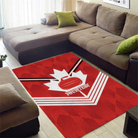 Personalized Canada Curling Area Rug Maple Leaf Red Version - Wonder Print Shop