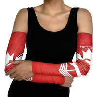 Personalized Canada Curling Arm Sleeves Maple Leaf Red Version - Wonder Print Shop