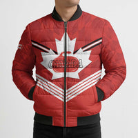 Personalized Canada Curling Bomber Puffer Jacket Maple Leaf Red Version - Wonder Print Shop