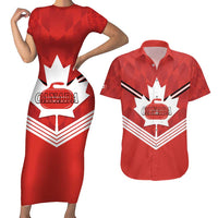 Personalized Canada Curling Couples Matching Short Sleeve Bodycon Dress and Hawaiian Shirt Maple Leaf Red Version - Wonder Print Shop