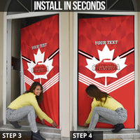 Personalized Canada Curling Door Cover Maple Leaf Red Version - Wonder Print Shop