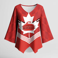 Personalized Canada Curling Kimono Sleeve Blouse Maple Leaf Red Version - Wonder Print Shop