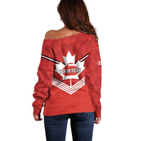 Personalized Canada Curling Off Shoulder Sweater Maple Leaf Red Version - Wonder Print Shop