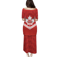 Personalized Canada Curling Puletasi Maple Leaf Red Version - Wonder Print Shop