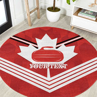 Personalized Canada Curling Round Carpet Maple Leaf Red Version - Wonder Print Shop