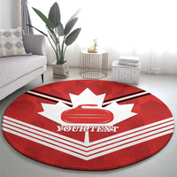Personalized Canada Curling Round Carpet Maple Leaf Red Version - Wonder Print Shop