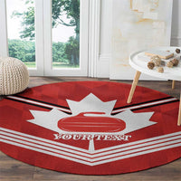 Personalized Canada Curling Round Carpet Maple Leaf Red Version - Wonder Print Shop