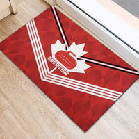 Personalized Canada Curling Rubber Doormat Maple Leaf Red Version - Wonder Print Shop