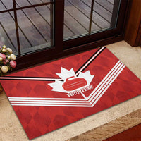 Personalized Canada Curling Rubber Doormat Maple Leaf Red Version - Wonder Print Shop