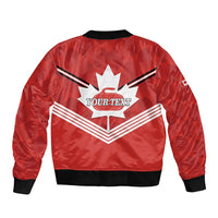 Personalized Canada Curling Sleeve Zip Bomber Jacket Maple Leaf Red Version - Wonder Print Shop