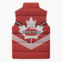Personalized Canada Curling Sleeveless Puffer Jacket Maple Leaf Red Version - Wonder Print Shop