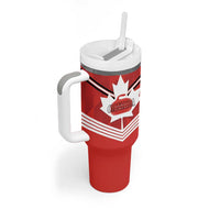 Personalized Canada Curling Tumbler With Handle Maple Leaf Red Version - Wonder Print Shop