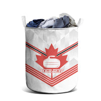 Personalized Canada Curling Laundry Basket Maple Leaf White Version - Wonder Print Shop