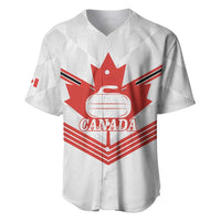 Personalized Canada Curling Baseball Jersey Maple Leaf White Version - Wonder Print Shop