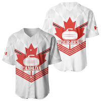 Personalized Canada Curling Baseball Jersey Maple Leaf White Version - Wonder Print Shop