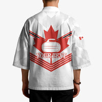 Personalized Canada Curling Kimono Maple Leaf White Version - Wonder Print Shop