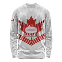Personalized Canada Curling Long Sleeve Shirt Maple Leaf White Version - Wonder Print Shop