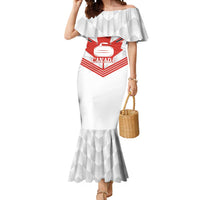 Personalized Canada Curling Mermaid Dress Maple Leaf White Version - Wonder Print Shop