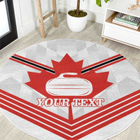 Personalized Canada Curling Round Carpet Maple Leaf White Version - Wonder Print Shop
