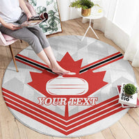Personalized Canada Curling Round Carpet Maple Leaf White Version - Wonder Print Shop