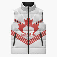 Personalized Canada Curling Sleeveless Puffer Jacket Maple Leaf White Version - Wonder Print Shop