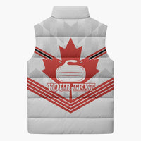 Personalized Canada Curling Sleeveless Puffer Jacket Maple Leaf White Version - Wonder Print Shop