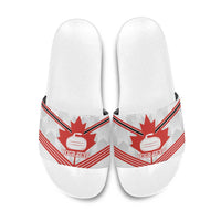 Personalized Canada Curling Slide Sandals Maple Leaf White Version - Wonder Print Shop
