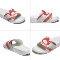 Personalized Canada Curling Slide Sandals Maple Leaf White Version - Wonder Print Shop