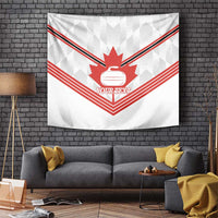 Personalized Canada Curling Tapestry Maple Leaf White Version - Wonder Print Shop