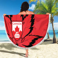 Custom Canada Curling Beach Blanket Go Maple Leaf Marble Style - Wonder Print Shop