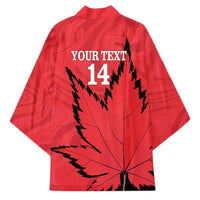 Custom Canada Curling Kimono Go Maple Leaf Marble Style - Wonder Print Shop