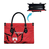 Custom Canada Curling Leather Bag Go Maple Leaf Marble Style - Wonder Print Shop