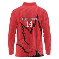 Custom Canada Curling Long Sleeve Polo Shirt Go Maple Leaf Marble Style - Wonder Print Shop