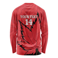 Custom Canada Curling Long Sleeve Shirt Go Maple Leaf Marble Style - Wonder Print Shop